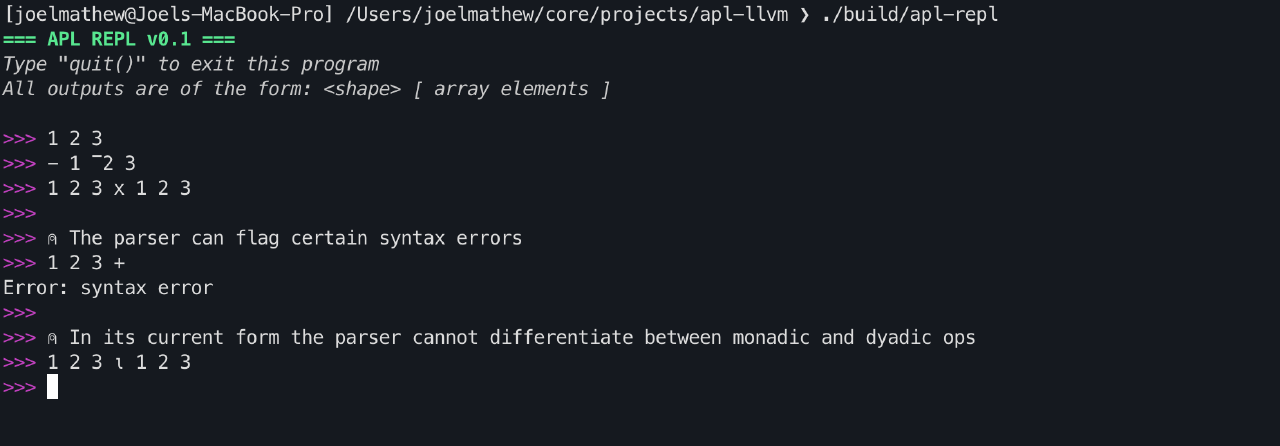 Building an APL compiler using LLVM · JoelMathewC