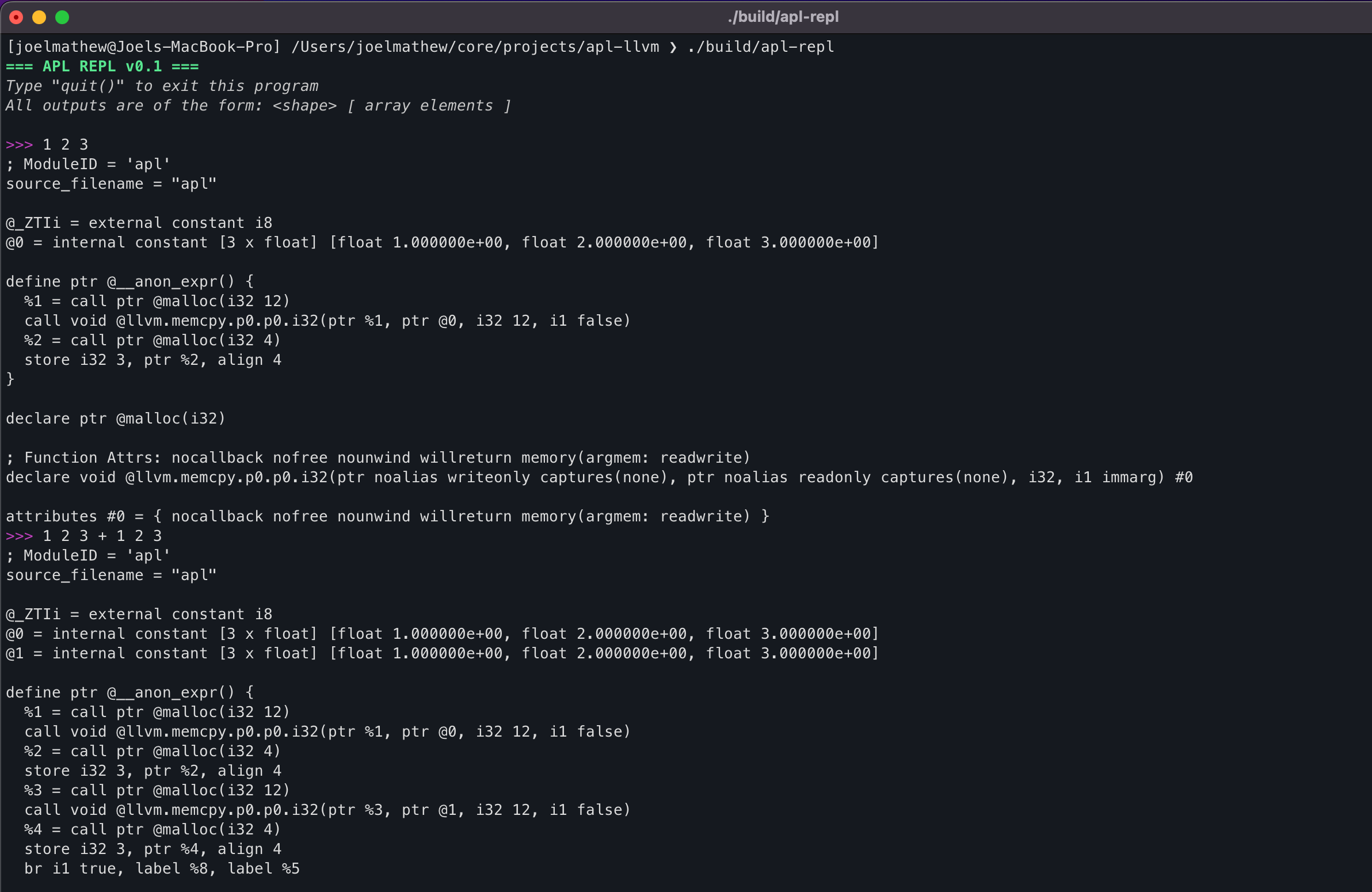 Building an APL compiler using LLVM · JoelMathewC