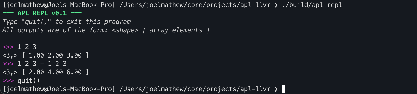 Building an APL compiler using LLVM · JoelMathewC